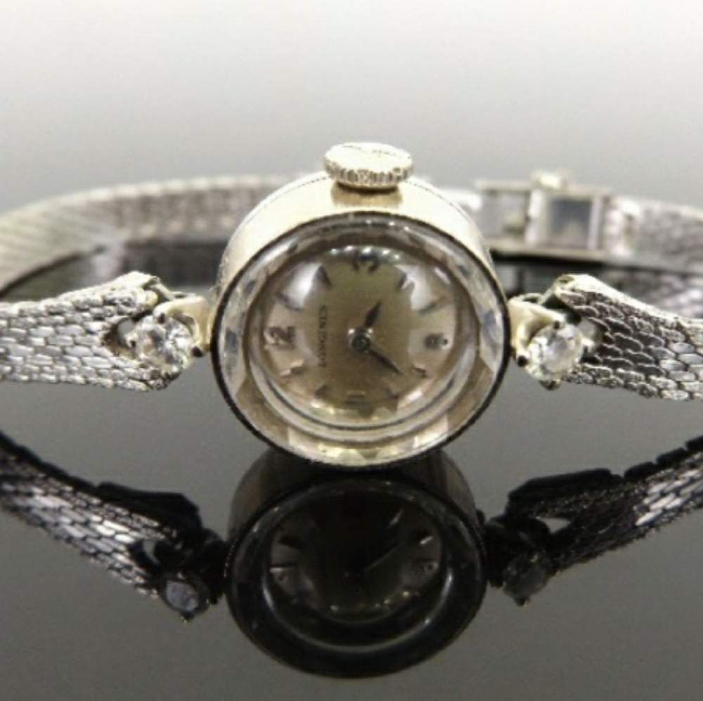 Longines ladies 14k white gold diamond watch